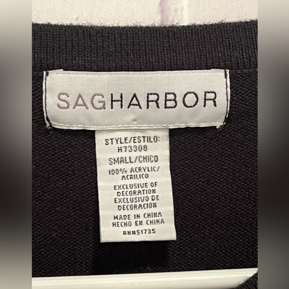 SAG HARBOR women black beaded cardigan/top size S - Picture 3 of 6